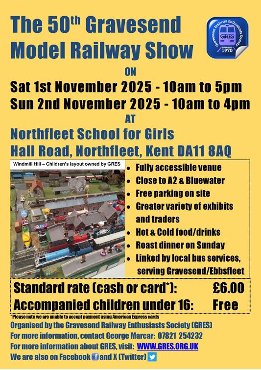 The 50th Gravesend Model Railway show 1st and 2nd November 2025